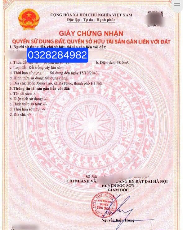Bán đất 58m² ngang 5m giá 900 triệu tại Xã Đa Phúc