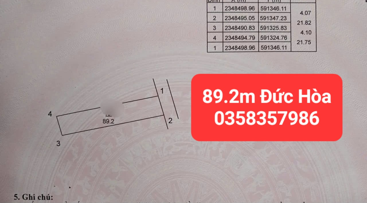 Bán đất 89.2m² ngang 4.10m giá 3.55 tỷ tại Xã Đa Phúc