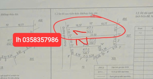 Bán đất 243.3m² ngang 7m giá 1.57 tỷ Xã Đại Phúc