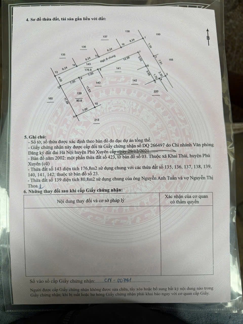 Bán đất 80,8m² full thổ cư ngang 7m giá 2 tỷ tại Xã Đại Xuyên khai thái phú xuyên