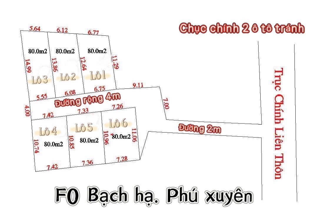 Bán đất 80m² full thổ cư ngang 7,42m giá 1.52 tỷ tại Xã Đại Xuyên - bạch hạ phú xuyên