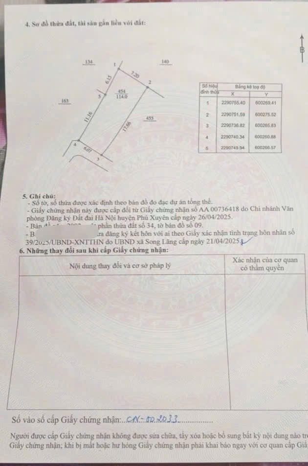 Bán đất 114,5m² full thổ cư ngang 6,07m giá 1.9 tỷ tại Xã Đại Xuyên