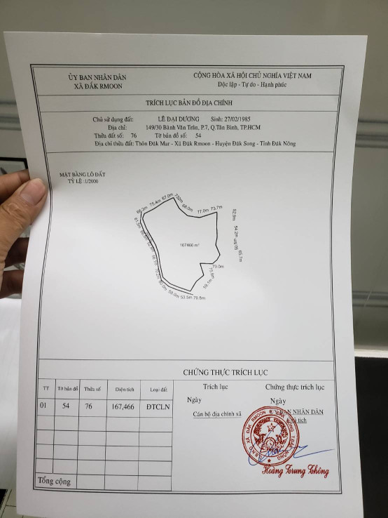 Bán  đất nông nghiệp 160000m² , giá 6.2 tỷ tại, Xã Đắk Môl, Huyện Đắk Song, Đắk Nông