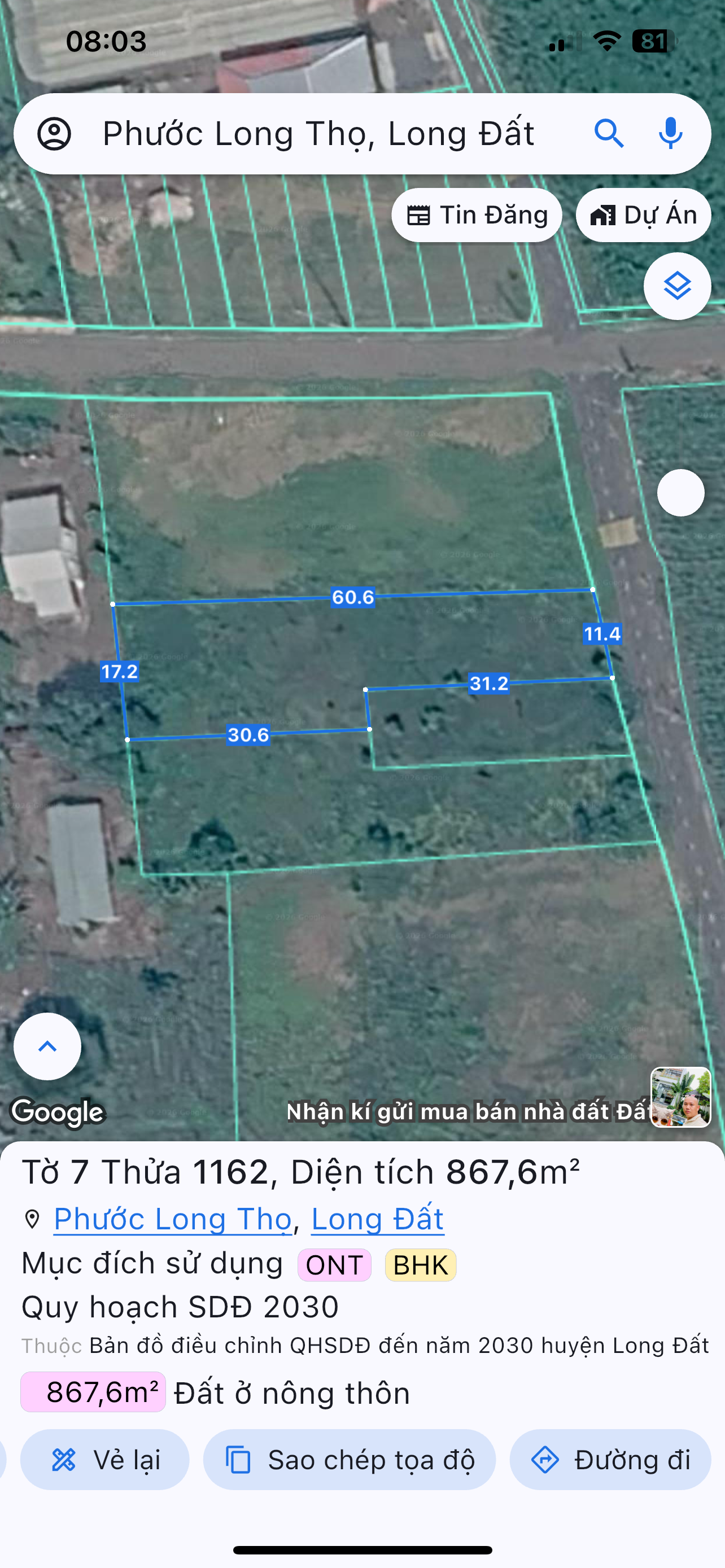 Bán đất 868m² ngang 11m giá 2 tỷ tại Xã Đất Đỏ