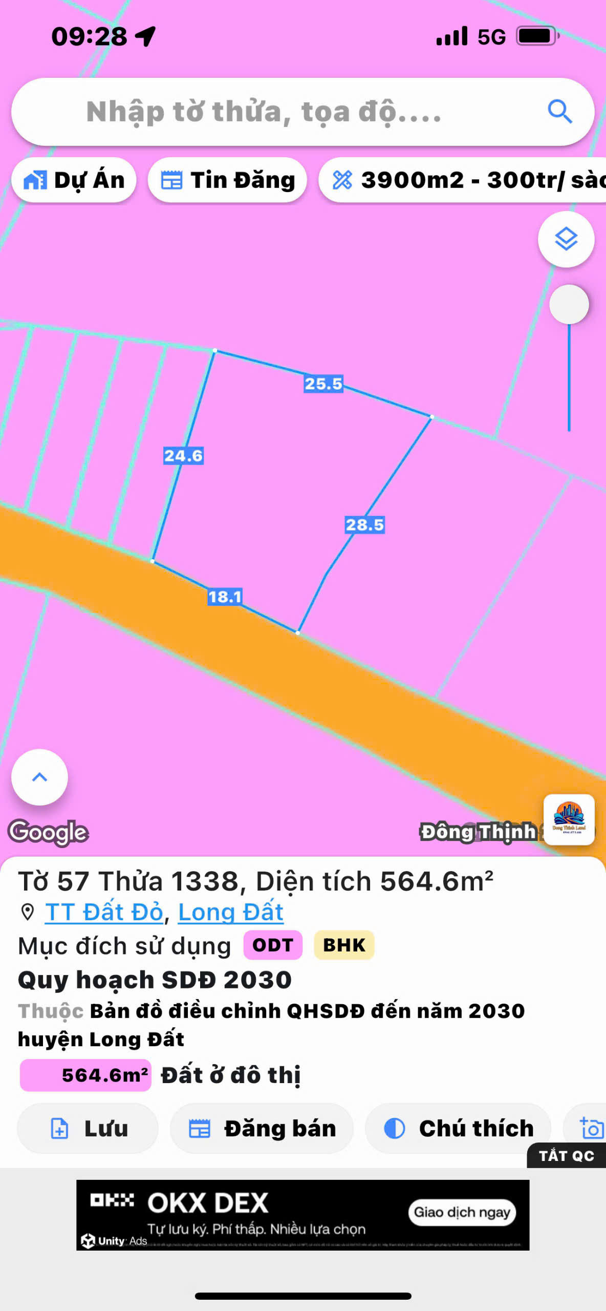 Bán đất 1064.7m² có sẵn 120m² thổ cư ngang 35m giá 4.8 tỷ tại Xã Đất Đỏ