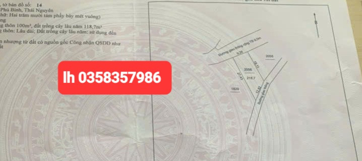Bán đất 218.7m² ngang 12m giá 2.45 tỷ Xã Điềm Thụy