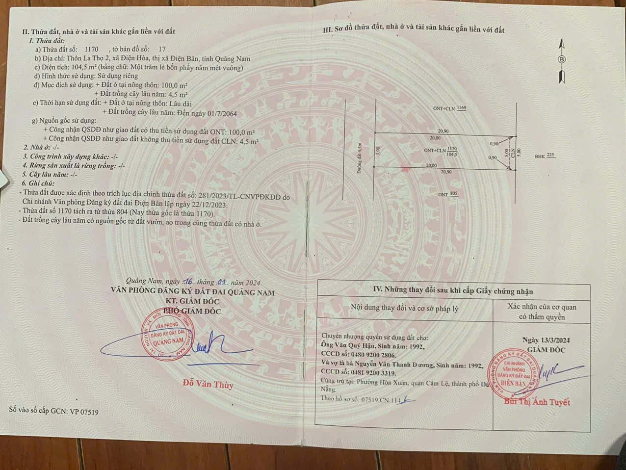 Bán đất La Thọ 2, Điện Bàn 📌📌📌LÀM VIỆC TRỰC TIẾP GIÁ TỐT !!!