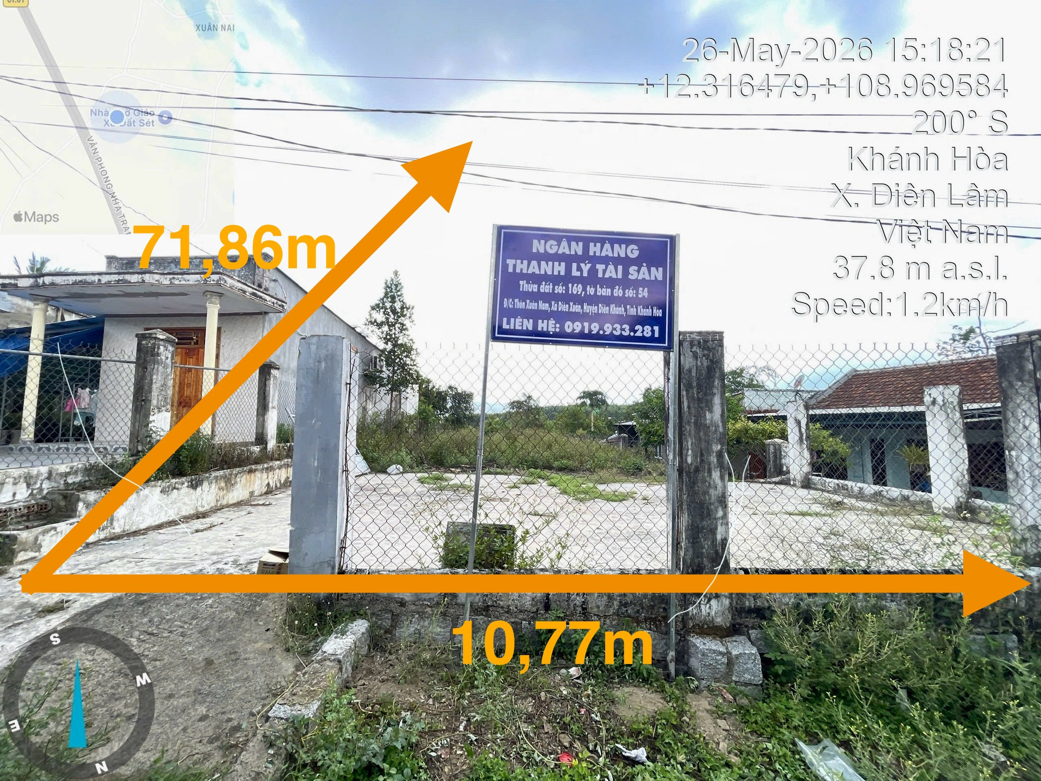 Bán đất 655m² có sẵn 100m² thổ cư ngang 10,77m giá 1.29 tỷ tại Xã Diên Lâm