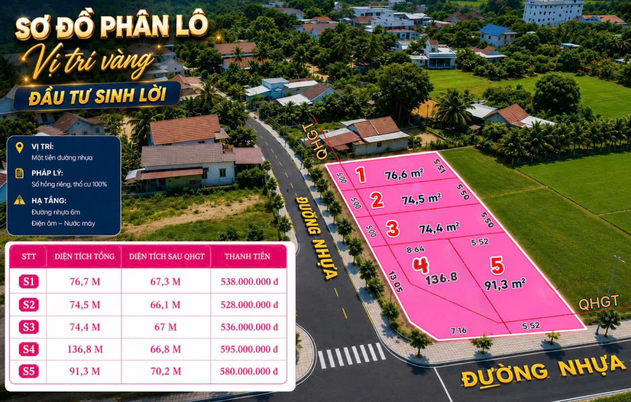 ĐẤT DIÊN THỌ NGAY KHU TRUNG TÂM, GẦN  KHU CÔNG NGHIỆP VCN DIÊN THỌ CÁCH CHỈ 1,5KM GIÁ 528TR