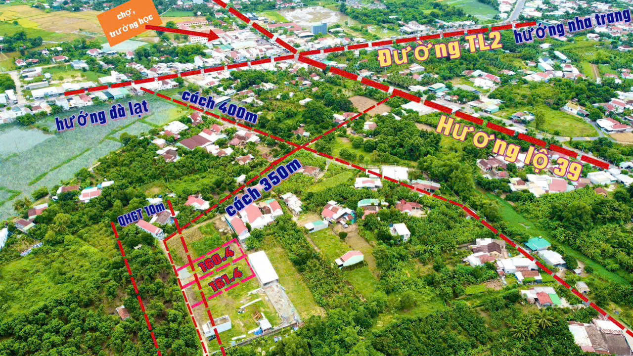Bán đất 93,9m² có sẵn 80m² thổ cư ngang 5m giá 675 triệu tại Xã Diên Thọ