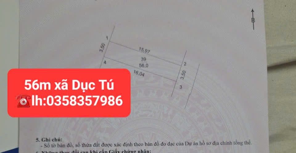 Bán đất 56m² full thổ cư ngang 3.5m giá 6.8 tỷ tại Xã Đông Anh