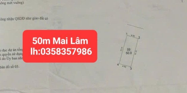 Bán đất 50m² full thổ cư ngang 4.5m giá 7.25 tỷ tại Xã Đông Anh