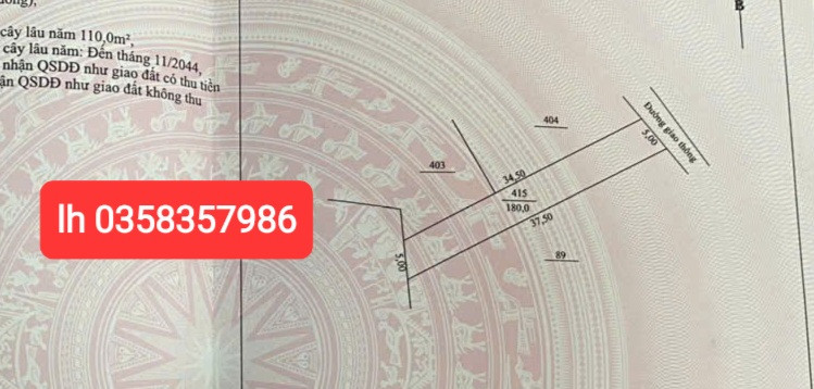 Bán đất 180m² ngang 5m giá 1.55 tỷ Xã Đồng Hỷ