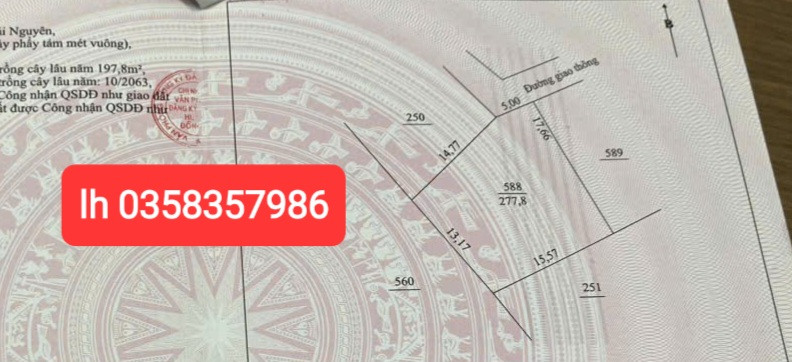 Bán đất 277.8m² ngang 14.57m giá 1.15 tỷ Xã Đồng Hỷ
