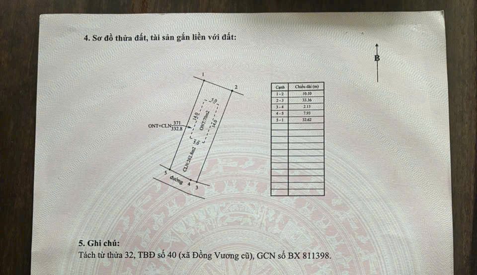 Bán đất 332.8m² có sẵn 70m² thổ cư ngang 10.10m giá 430 triệu tại Xã Đồng Kỳ