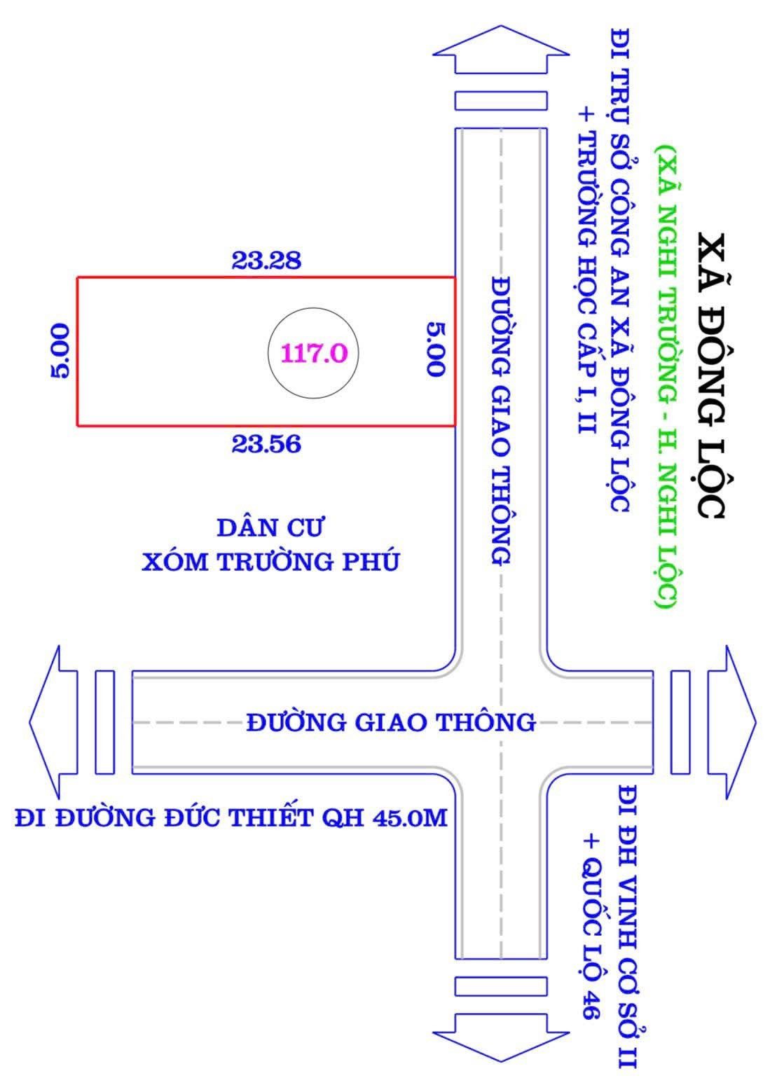 🔥 Đất chính chủ 117m2 gần ĐhV2 đường+mương rộng 8m. 
👉Giá yêu thương, lh 0949334687