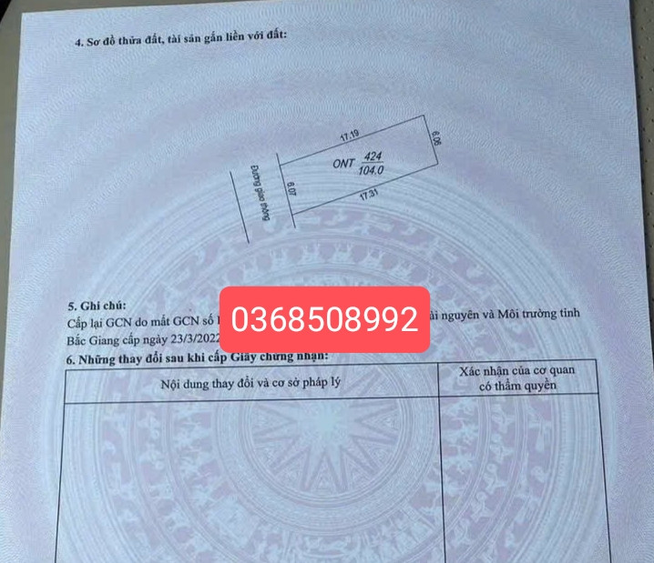 Bán đất 104m² ngang 6m giá 680 triệu Xã Đồng Việt