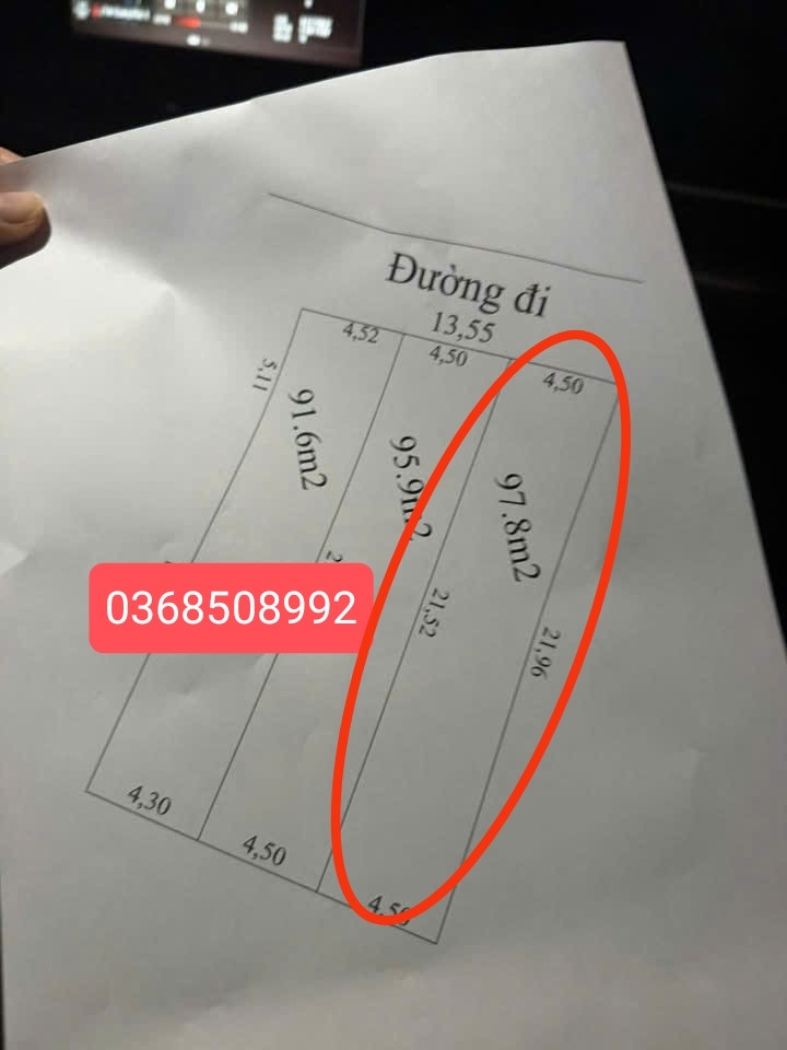 Bán đất 97,8m² full thổ cư ngang 4,5m giá 1.6 tỷ tại Xã Đồng Việt