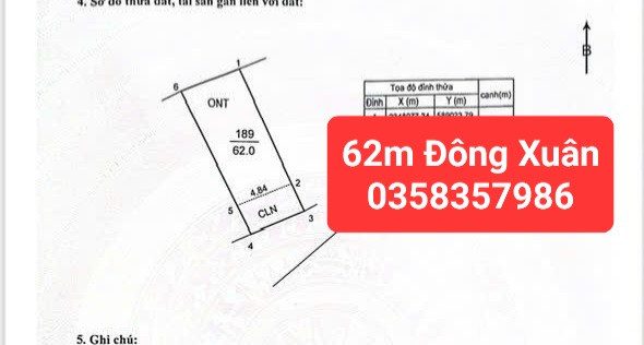 Bán Đất 62m² thổ cư 62m² giá 2.72 tỷ tại Xã Đông Xuân Huyện Sóc Sơn Hà Nội