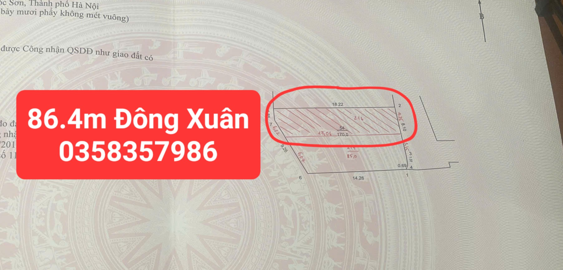 Bán đất Đông Xuân DT 86m vuông,MT 4.75m
Giá bán 2 tỷ 320 triệu