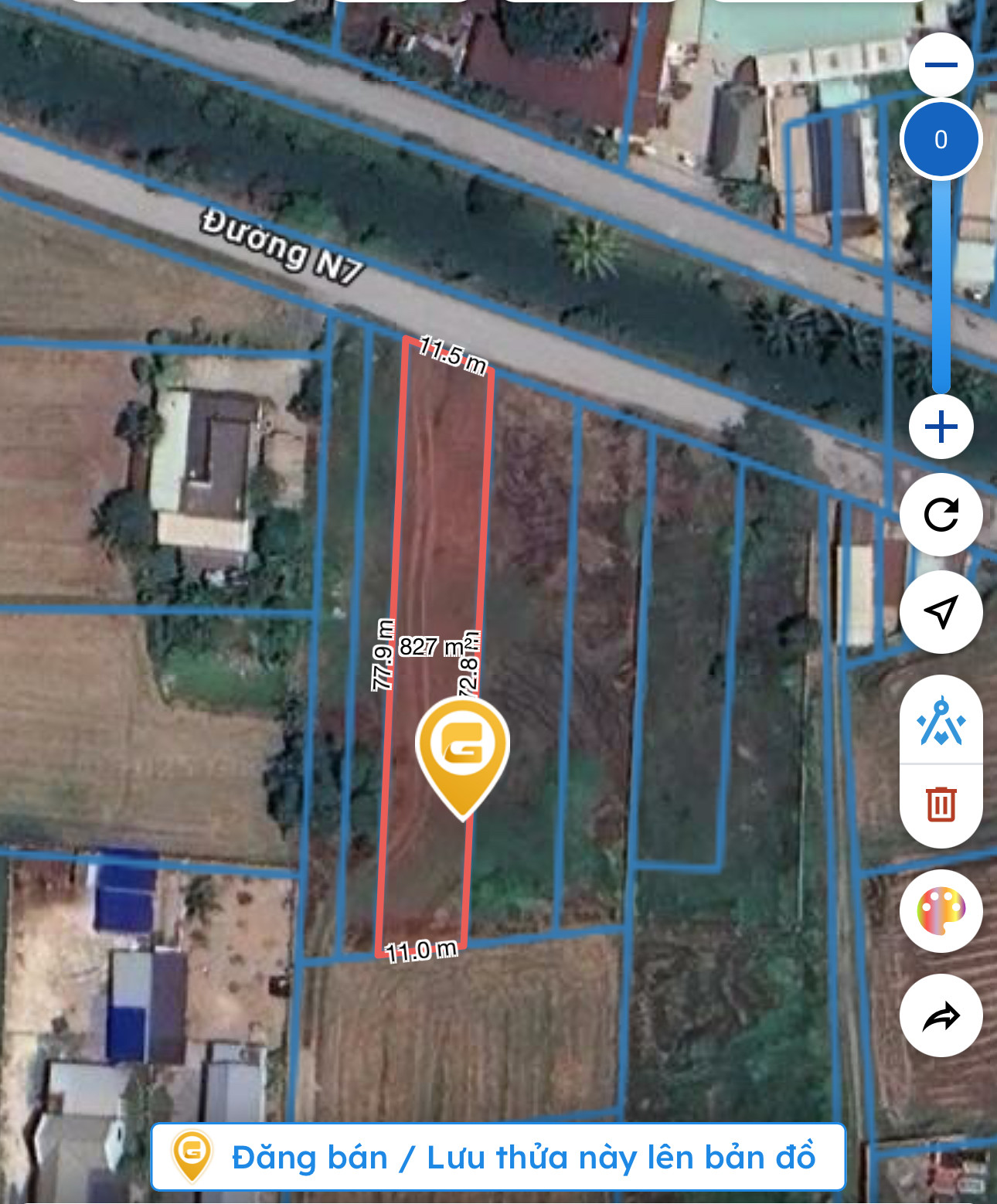 Chỉnh chủ cần bán 45 mét mặt tiền N7 gần cống Bà Bông full thổ cư đã tách làm 5 sổ, mua 1 lô cũng bán