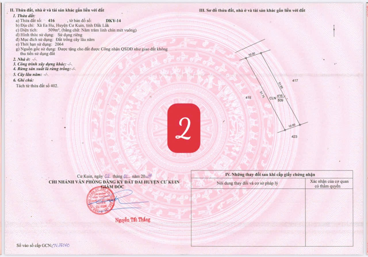 6#Bán đất 500m² 189 triệu tại Xã Ea Hu Huyện Cư Kuin