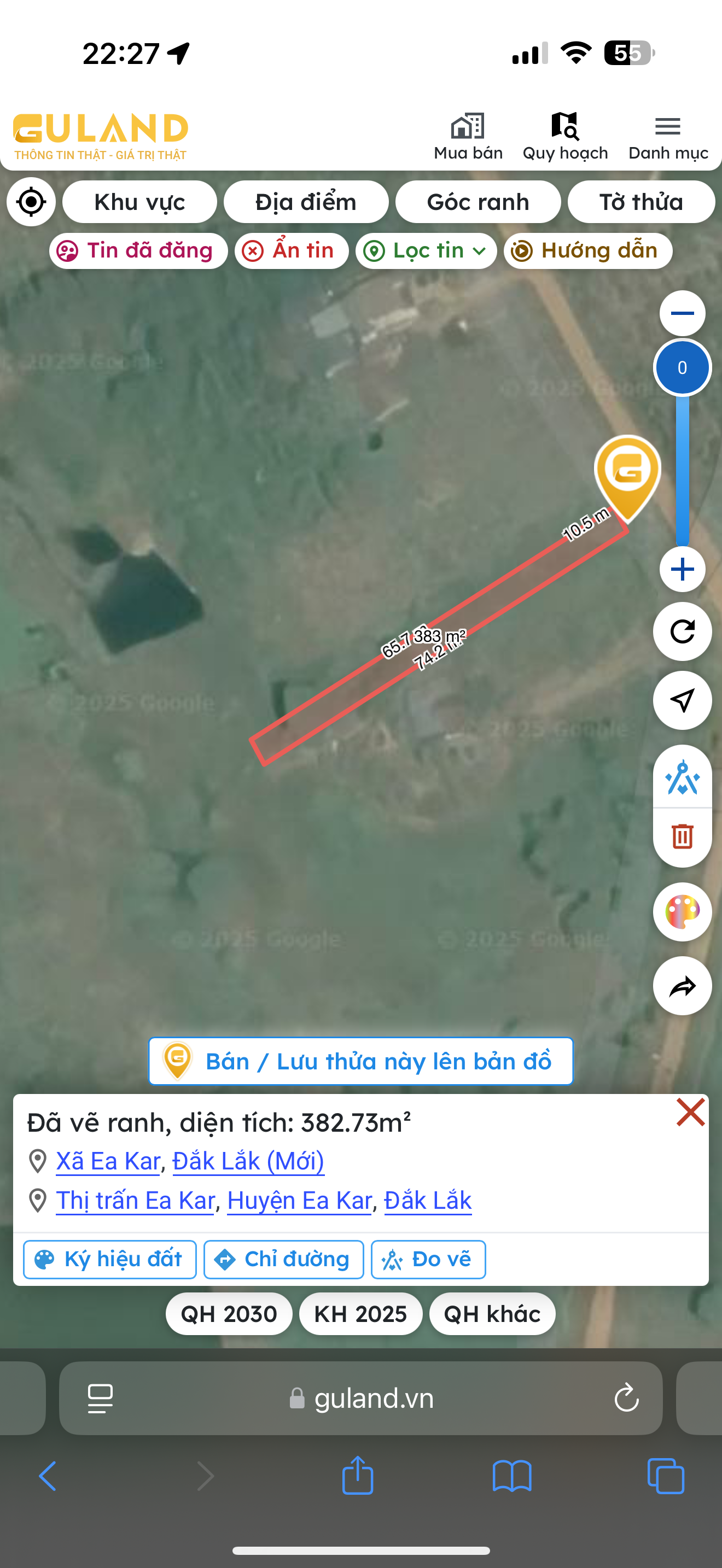Bán đất 382.7m² giá 355 triệu Xã Ea Kar