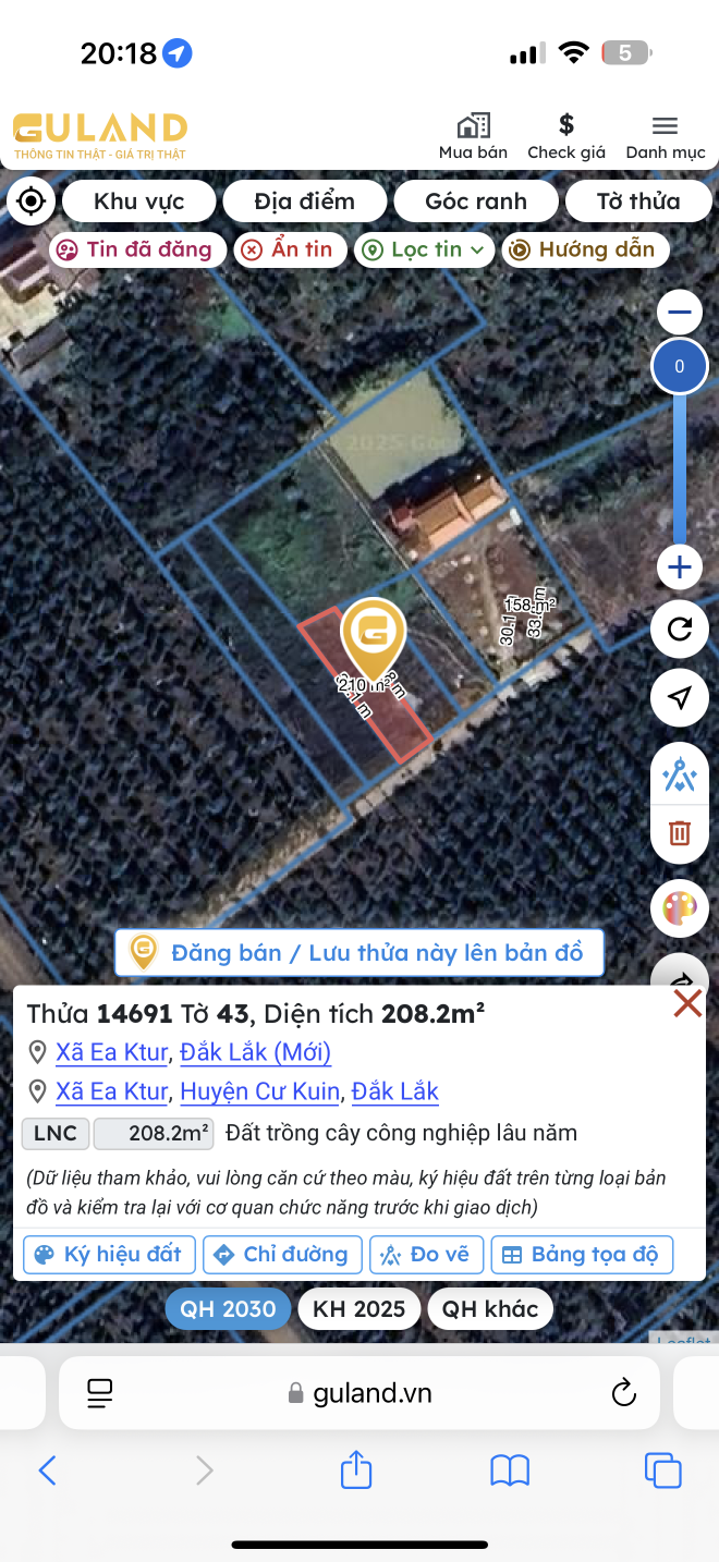 Bán đất 208.2m² giá 465 triệu Xã Ea Ktur