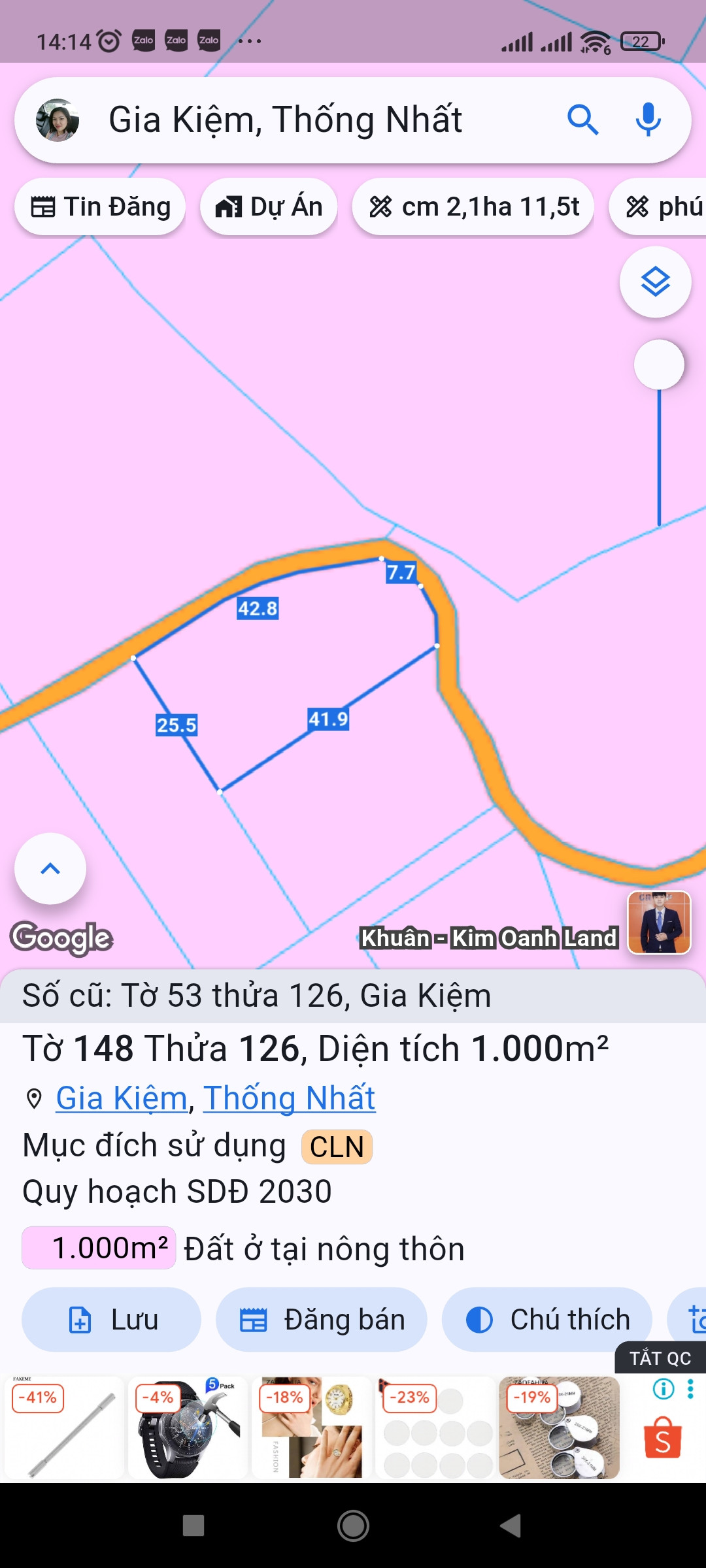 Bán Đất 1000m2 giá 500 triệu tại - Chọn - Xã Gia Kiệm Huyện Thống Nhất Đồng Nai