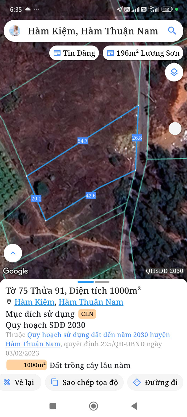 Bán đất 1000m² ngang 26m giá 470.. triệu Xã Hàm Kiệm