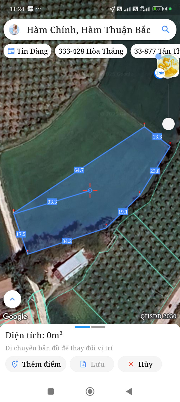 Bán đất 1000m² ngang 12,7m giá 380 triệu Xã Hàm Liêm