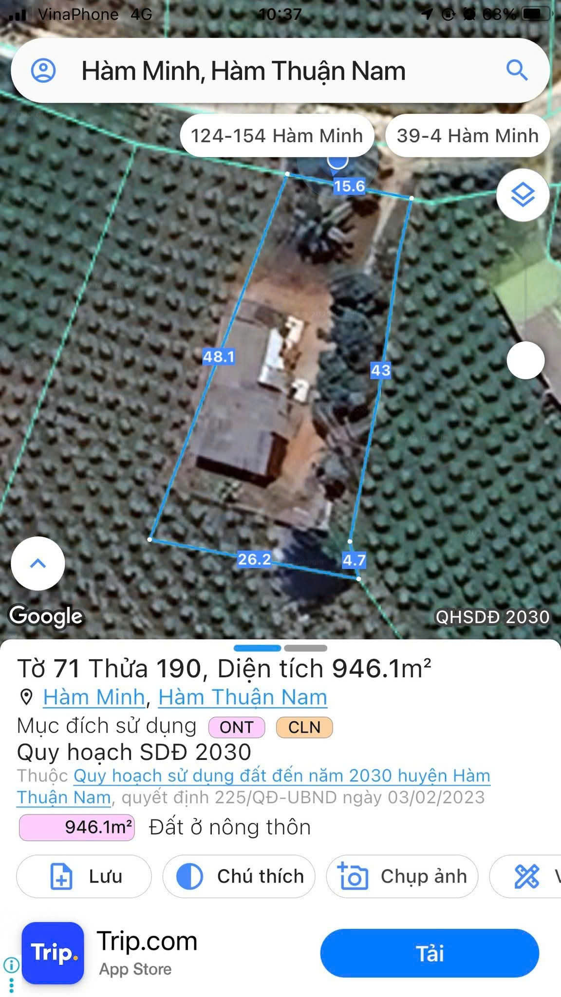 Bán đất diện tích 946m2 có 100m2 thổ cư