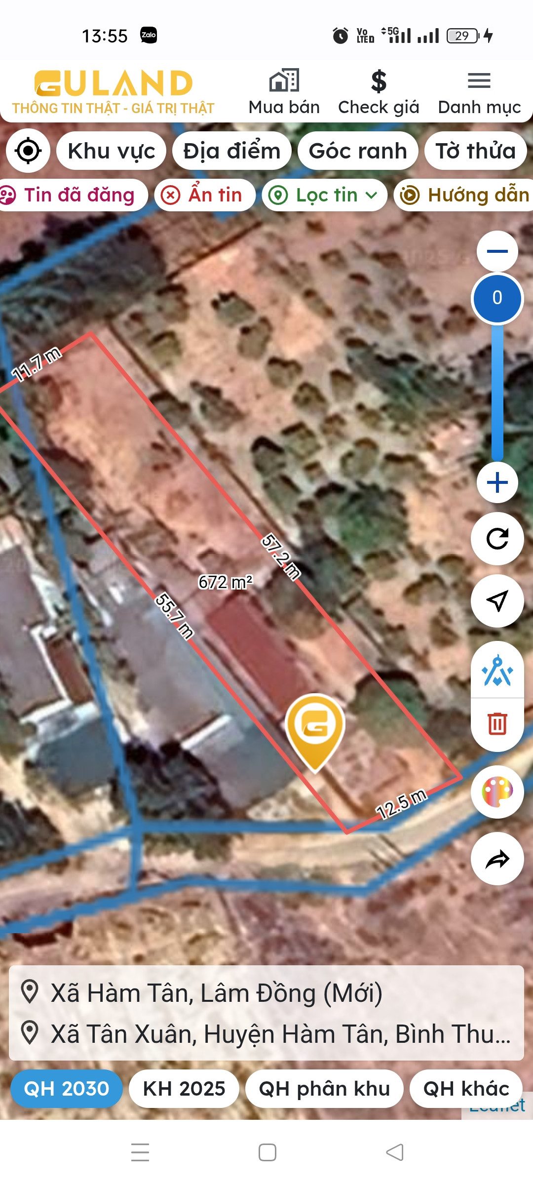 Bán đất 672.1m² ngang 12m giá 1.2 tỷ Xã Hàm Tân