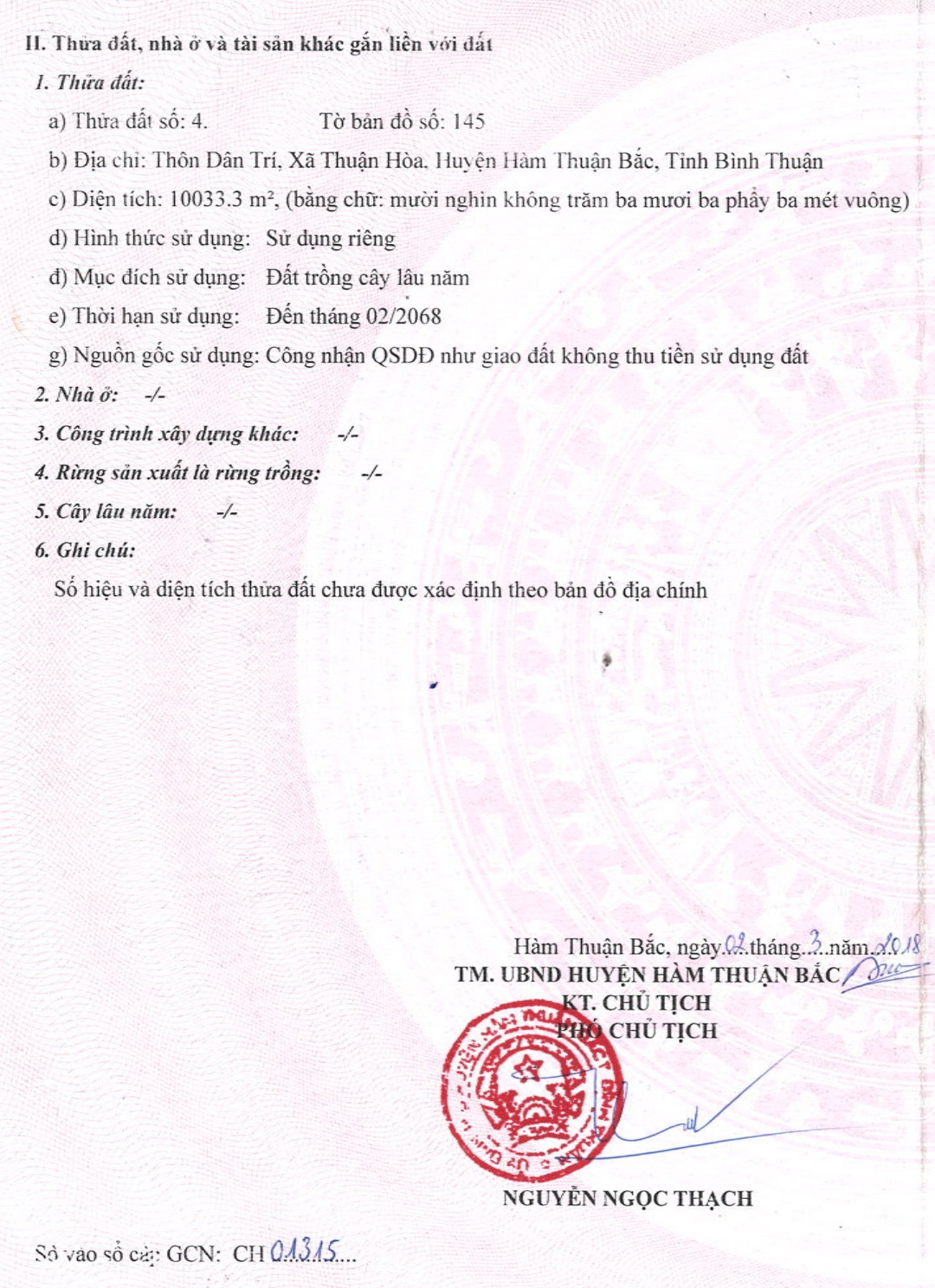 Bán đất 15000m² có sẵn 100m² thổ cư ngang 70m giá 1.9 tỷ tại Xã Hàm Thuận Bắc