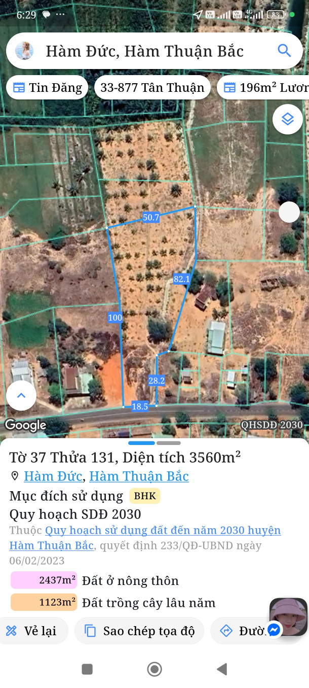 Bán đất 5200m² Xã Hàm Thuận