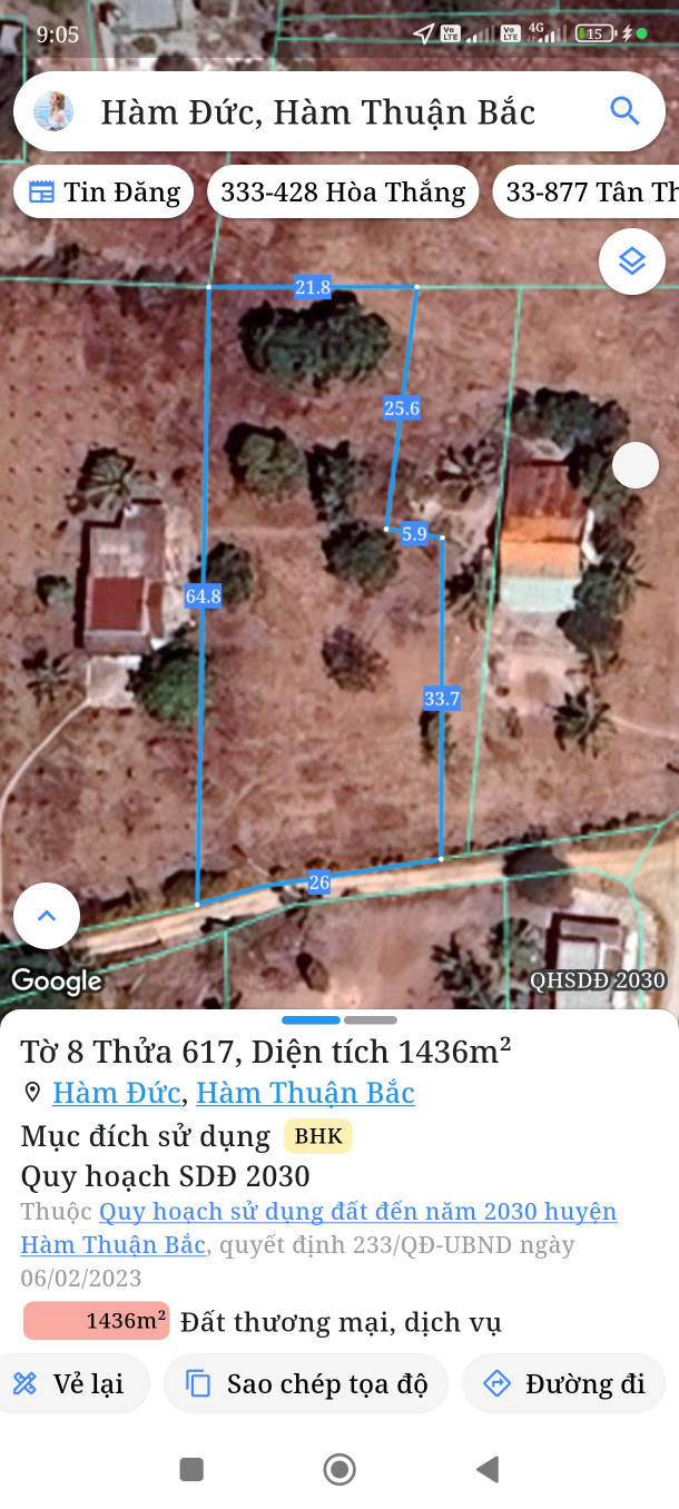 Bán đất 1435m² ngang 26m giá 750 triệu tại Xã Hàm Thuận
