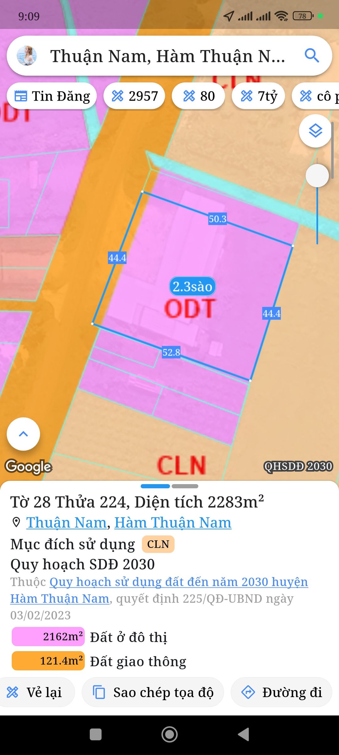 Bán đất 2283m² ngang 50m giá 8.5 tỷ tại Xã Hàm Thuận Nam