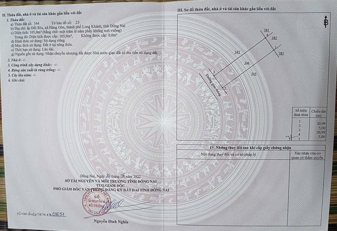 Chính chủ cần bán lô đất đẹp, diện tích 105m2, ngang 5m, full thổ cư tại Hàng Gòn, Long Khánh, Đồng Nai