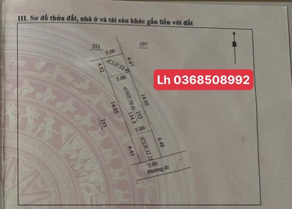 Bán đất 124,5m² ngang 5m giá 800 triệu Xã Hiệp Hòa