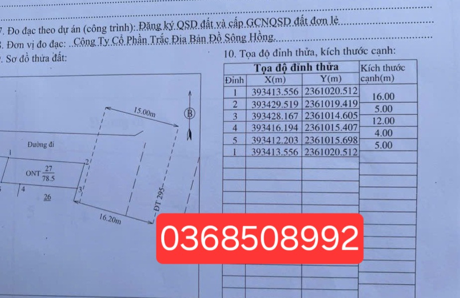 Bán đất 78m² ngang 5m giá 3.95 tỷ Xã Hiệp Hòa