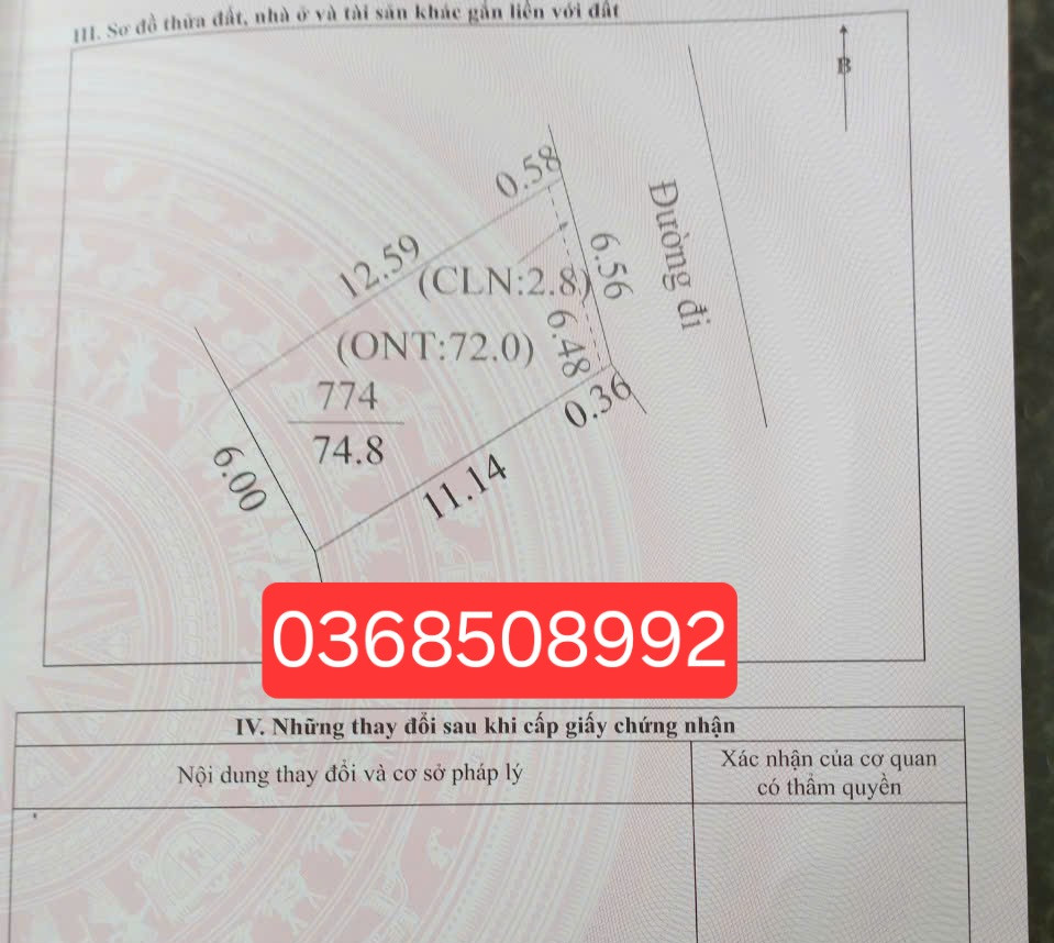Bán đất 74m² ngang 6,5m giá 500 triệu Xã Hiệp Hòa