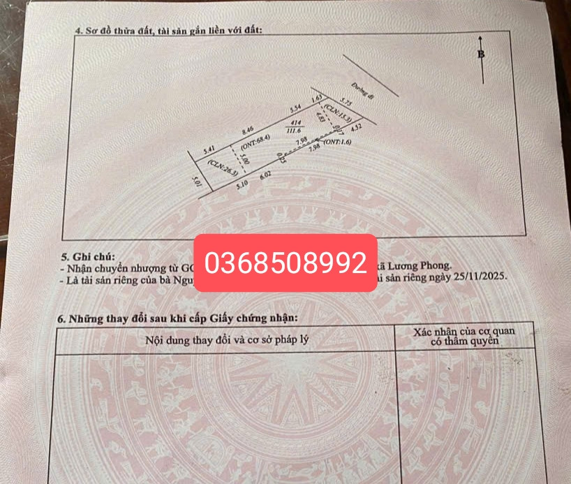 Bán đất 111m² ngang 5m giá 1.55 tỷ Xã Hiệp Hòa