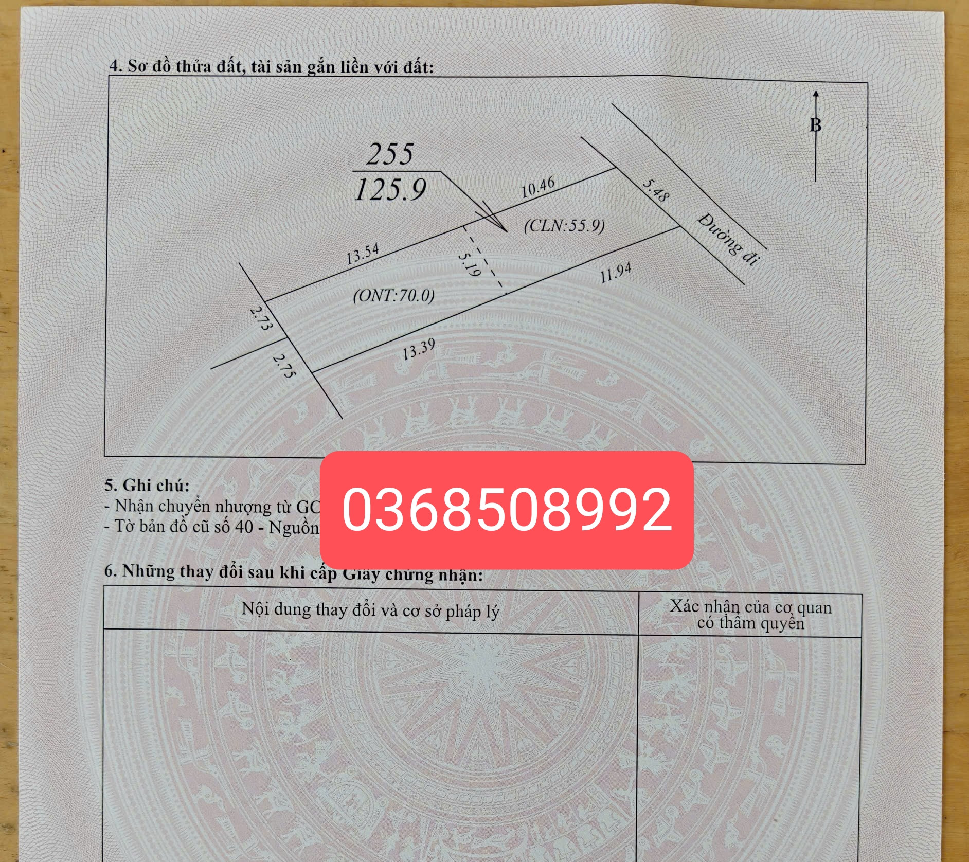 Bán đất 126m² có sẵn 70m² thổ cư ngang 5,5m giá 2 tỷ tại Xã Hiệp Hòa
