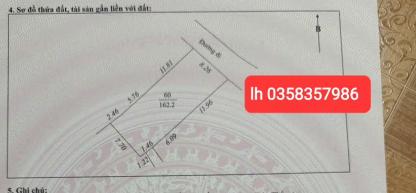 Bán đất 162.2m² full thổ cư ngang 8.26m giá 4.35 tỷ tại Xã Hiệp Hòa