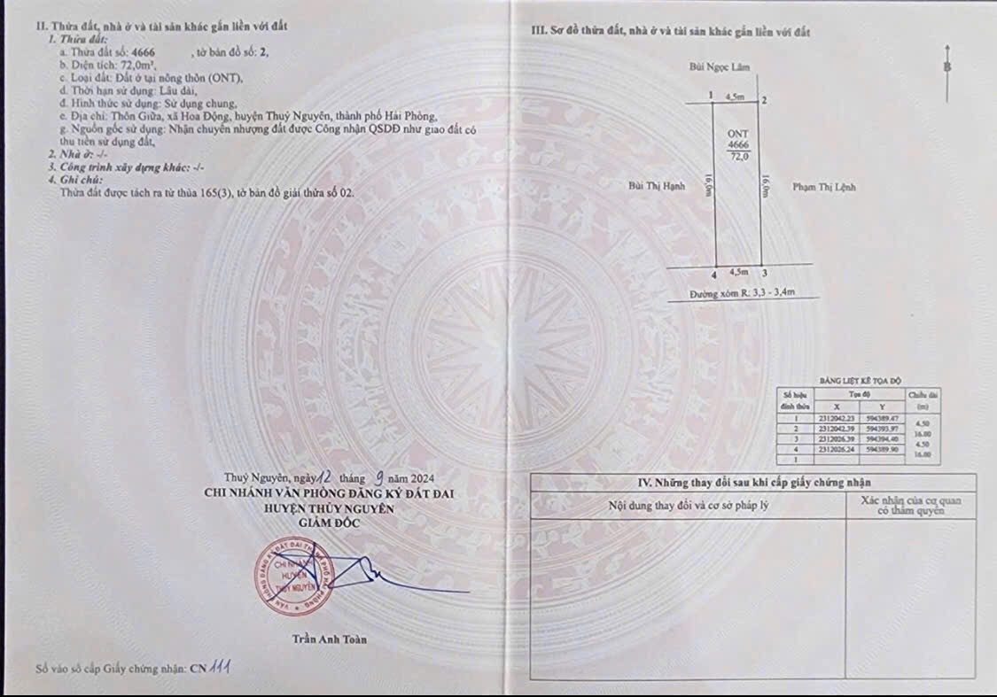 Bán 72 m Hoa Động đường thông, ngang 4.5 gần hoàng huy, dojji . L/h:076.231.9990 e Thúy