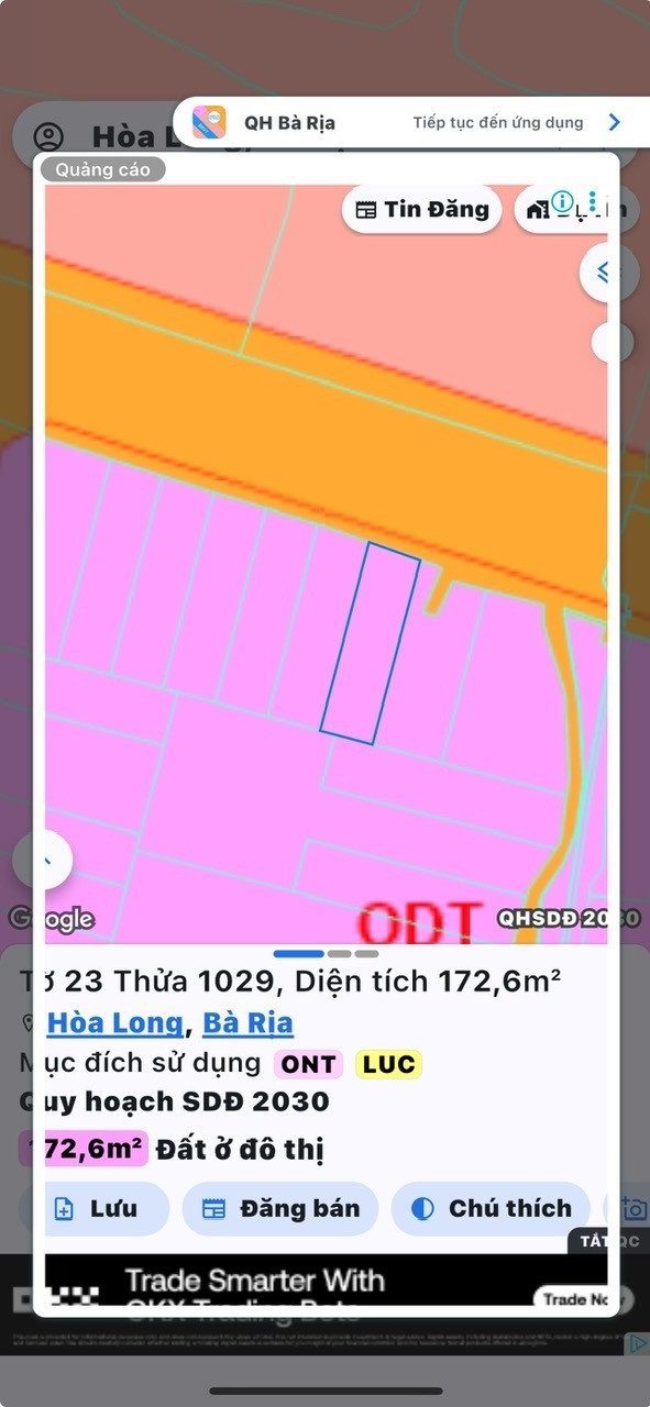 Bán đất mặt tiền đường 30m, P. Tam Long, Bà Rịa. Diện tích đẹp \bm{7 \times 26} (\bm{182\text{m}^2}), có 80m2 thổ cư. Vị trí vàng ngay sát nút giao cao tốc Biên Hòa - Vũng Tàu, cực thuận tiện kinh doanh, làm showroom hoặc đầu tư đón sóng hạ tầng. Sổ sẵn.