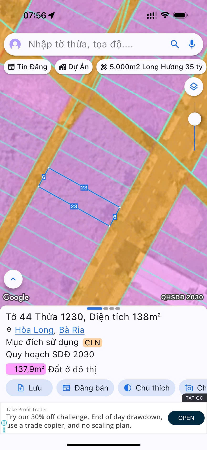 Cần bán Lô Thanh Sơn C Hoà Long Bà Rịa
Hướng Đông Nam