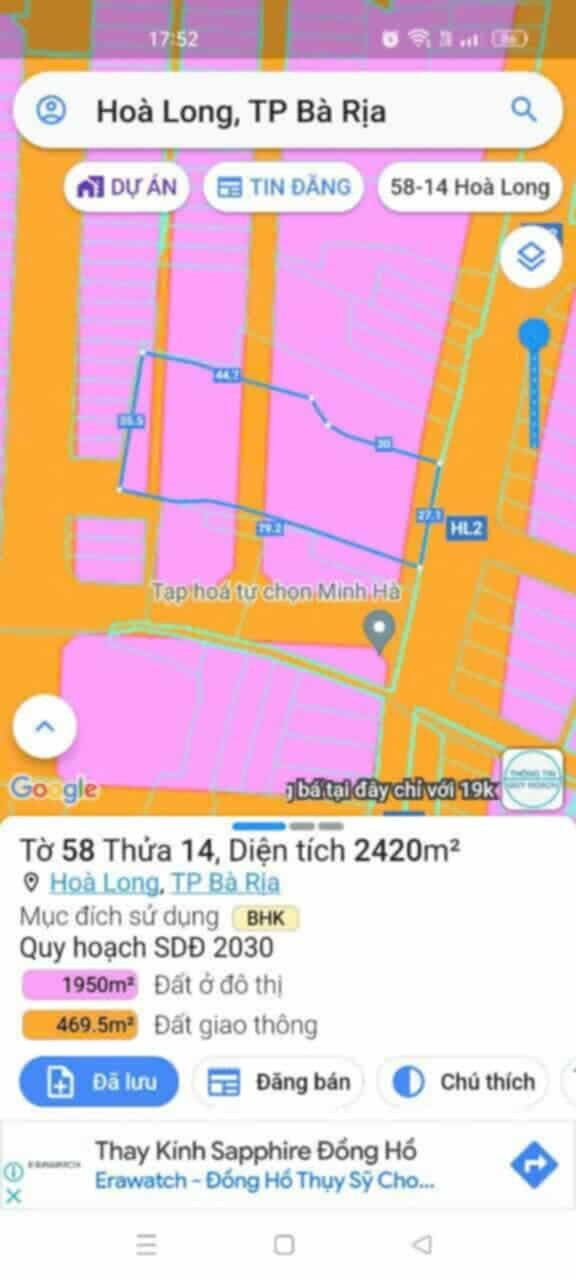 Bán Đất 2466m2 có sẵn 200 m2 thổ cư giá 27 tỷ tại Xã Hoà Long Thành phố Bà Rịa Bà Rịa - Vũng Tàu
