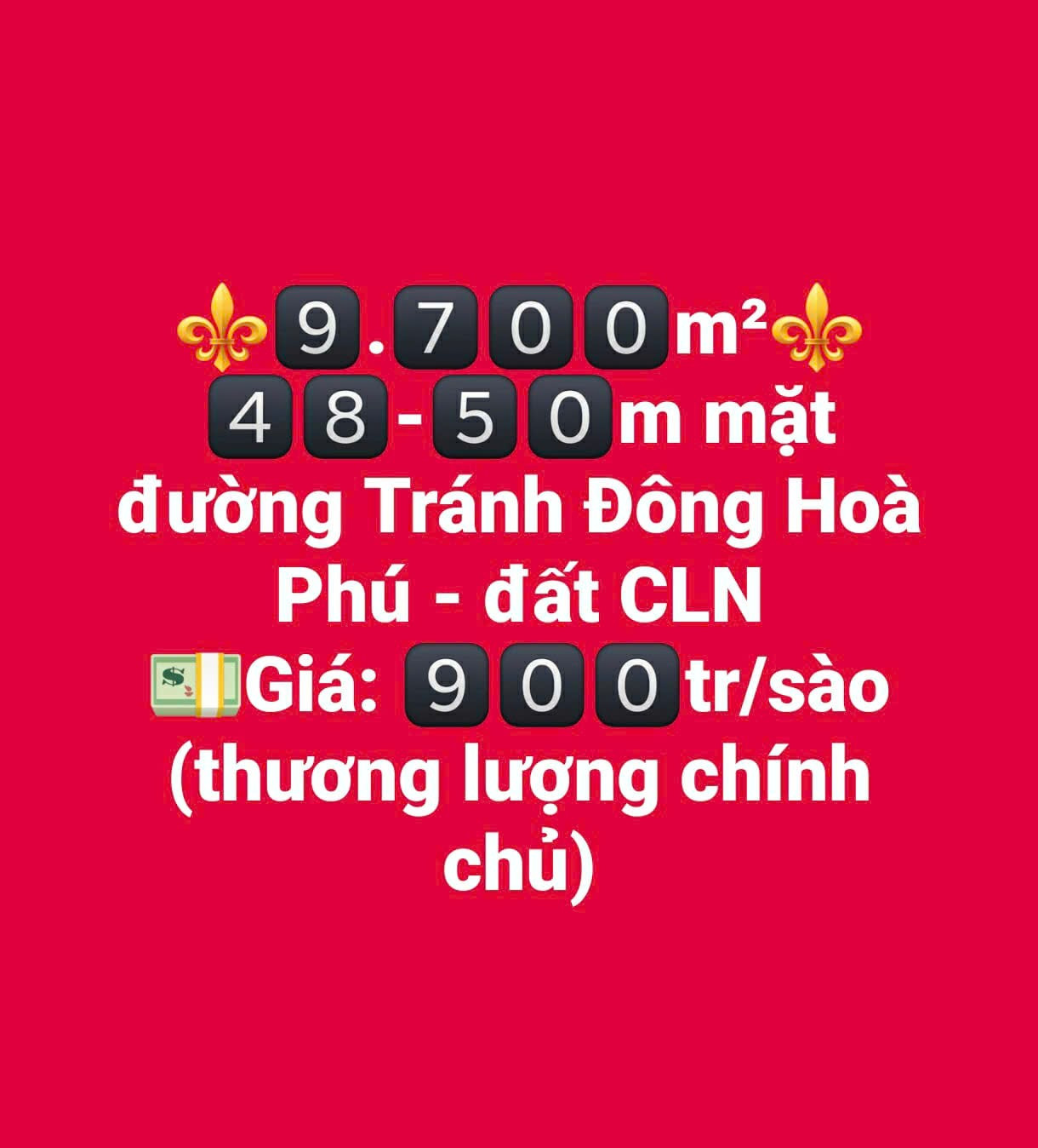 Bán đất 9700m² ngang 50m giá 8.73 tỷ Xã Hòa Phú