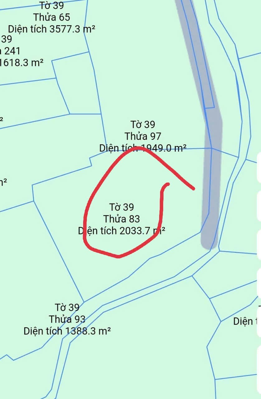 Bán đất 2033.7m² ngang 5m giá 700 triệu Xã Hòa Phú